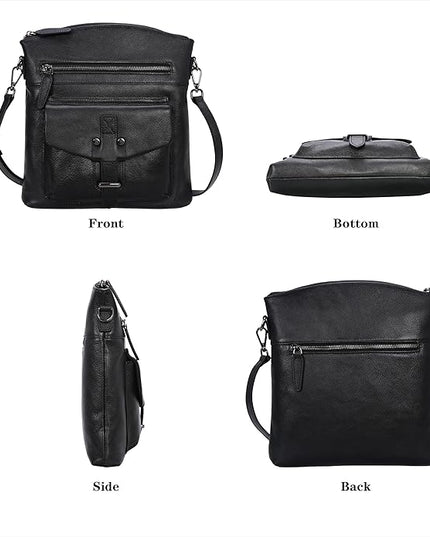 HESHE Leather Crossbody Bags for Women Satchel Purses Shoulder Purses and Handbags Cross Body Bag with Multi Pockets