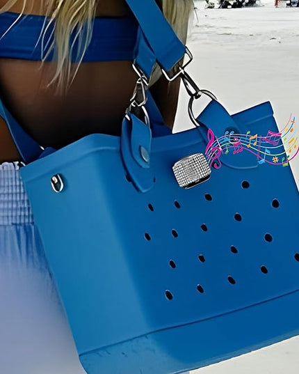 Tote Tunes Waterproof Mini Bluetooth Speaker Compatible with Bogg-Style Tote Bags – Wireless Portable Sound with Secure Rivet Attachment (Black Speaker)