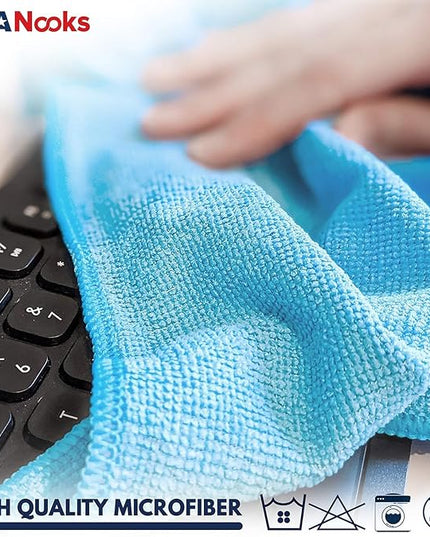USANOOKS Microfiber Cleaning Cloth - Turq - 24Pcs (12.5x12.5 inch) High Performance - 1200 Washes, Ultra Absorbent Car Towel Traps Grime & Liquid for Streak-Free Mirror Shine - car Washing Cloth