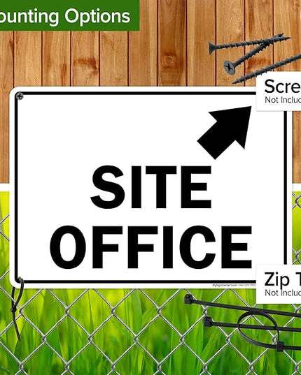 Site Office Up Right Arrow Sign, 10x14 Inches, Rust Free .040 Aluminum, Fade Resistant, Made in USA by My Sign Center