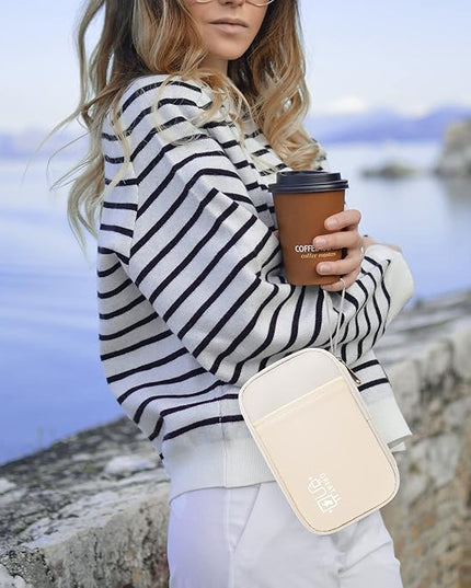 Electronics Travel Organizer,Portable Waterproof Electronic Travel Storage Bag for Small Charging Cord Storage,Charger,Small Electronics,SD Card etc,for Travel,Business -Beige
