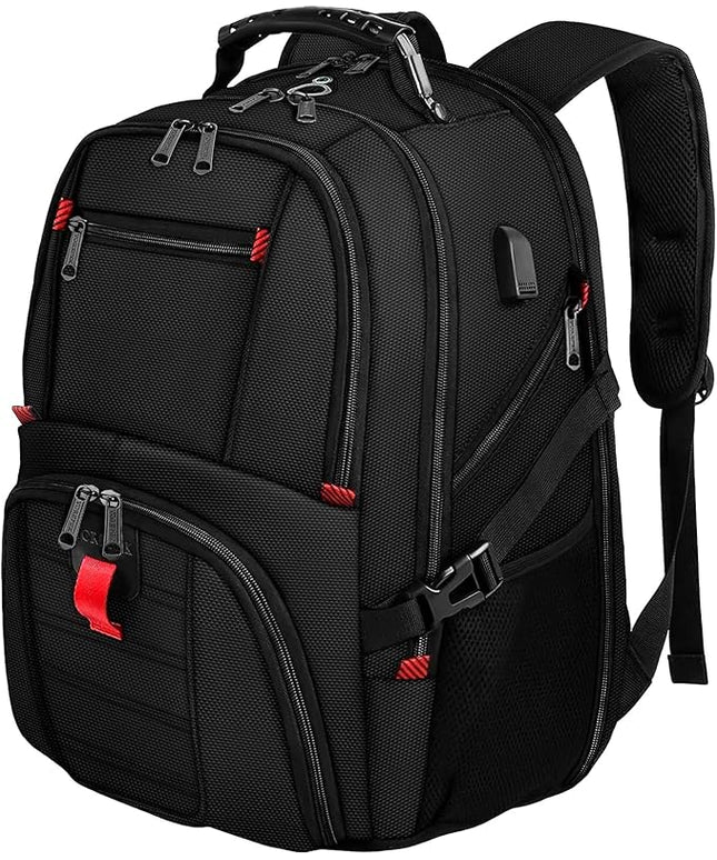 YOREPEK 18.4 Laptop Large Backpacks Fit Most 18 Inch Laptop with USB Charger Port,TSA Friendly Flight Approved Weekend Carry on Backpack with Luggage Strap for Men and Women, Black
