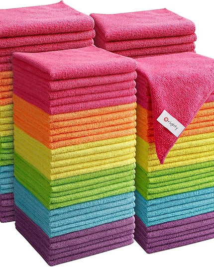 Orighty Microfiber Cleaning Cloth Pack of 120, Microfiber Towels for Cars, Highly Absorbent Car Cleaning Supplies, Lint Free Cloths Clean Rags for Car Care, House, Kitchen, 12x12 inch