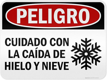 Danger Watch for Falling Ice and Snow Bilingual Sign, 18x24 Inches, 3M EGP Reflective .080 Aluminum, Fade Resistant, Made in USA by My Sign Center