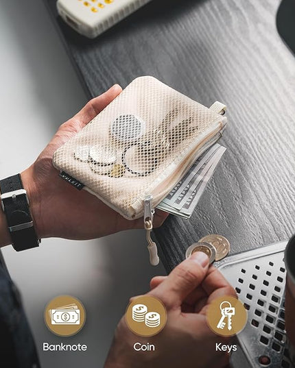 VULKIT Small Zip Wallet 2 Packs Coin Pouch Mini Travel Bag Multifunctional Pouch Change Holder
