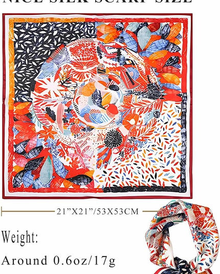 100% Mulberry Silk Scarf for Women Hair Lightweight Square Neckerchief Wrap For Head Scarves 21"