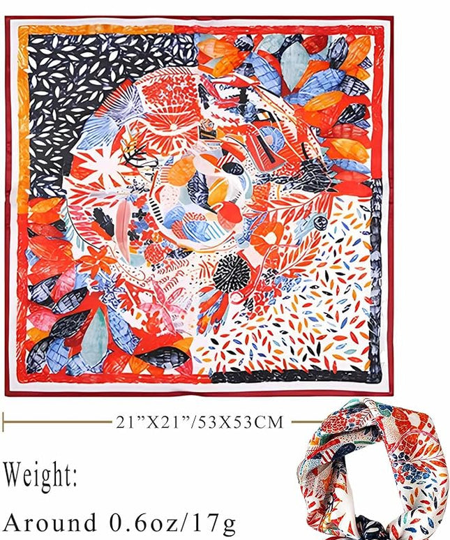 100% Mulberry Silk Scarf for Women Hair Lightweight Square Neckerchief Wrap For Head Scarves 21"