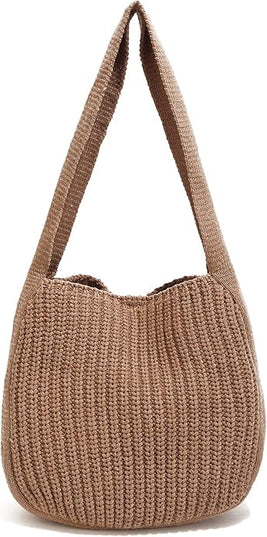 ENBEI Women's Crochet Tote Bag Knit Shoulder bag,Aesthetic Bag,Cute Eco-Friendly Tote for Travel,Daily Use,Gift Box Packaging