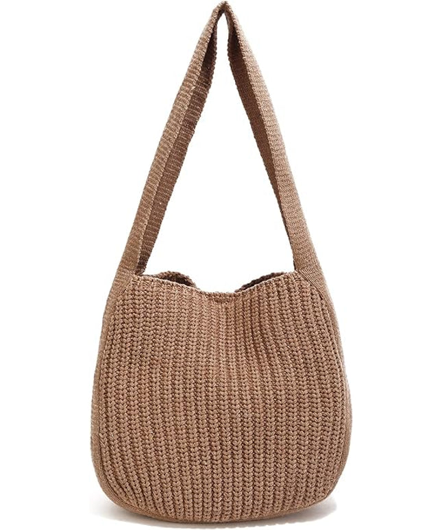 ENBEI Women's Crochet Tote Bag Knit Shoulder bag,Aesthetic Bag,Cute Eco-Friendly Tote for Travel,Daily Use,Gift Box Packaging