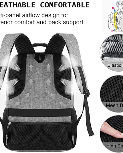 Laptop Backpack,Business Travel Anti Theft Slim Durable Laptops Backpack with USB Charging Port,Water Resistant College Computer Bag for Women & Men Fits 15.6 Inch Laptop and Notebook - Grey