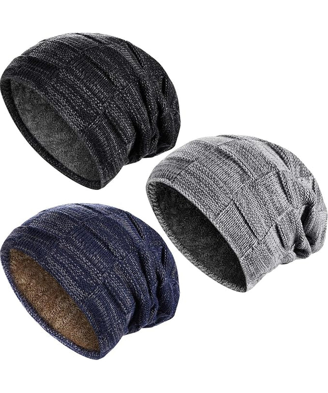 Geyoga 2/3/4 Pack Winter Beanie Hats for Men Warm Slouchy Beanies Hats Fleece Lined Thick Knitted Ski Skull Warm Cap