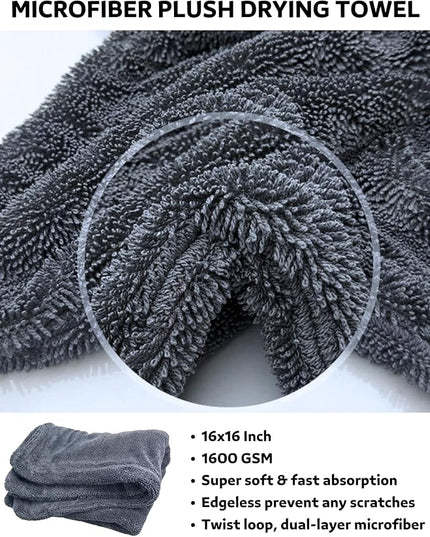 Premium 7PCS Car Wheel Rims Detail Cleaning PRO Wash Kit, Wheel Wash Mitt, Tire Brush,2PCS Soft Woolies Wheels Brush,Detailing Brush and Tire Dressing Pad,Microfiber Dry Towel Scratch-Free Cleaning