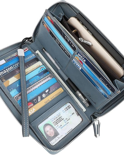Lavemi Small Compact Women Wallet RFID Blocking Genuine Leather Bifold Purse with ID Windows