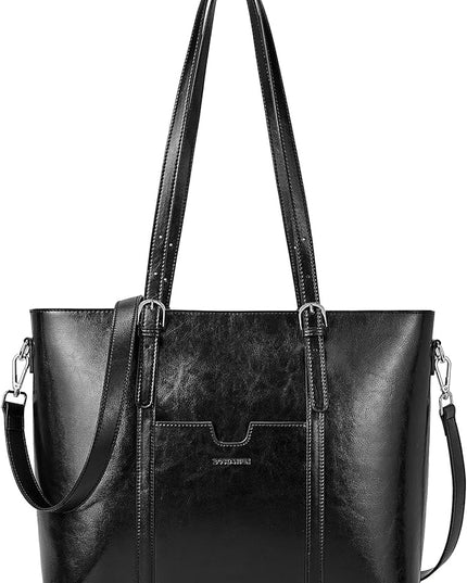 BOSTANTEN Leather Laptop Bag Work Tote for Women Shoulder Handbag Briefcase 15.6 inch Satchel Computer Bag