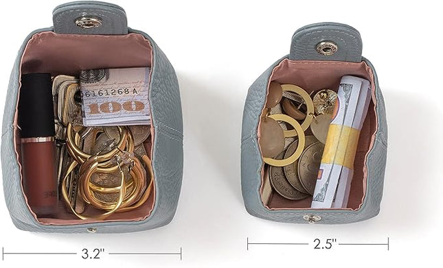Cockatoo Genuine Leather Coin Pouch Change Holder, Mini Snap Pocket Wallet for Men Women (Macaron Pink, Large)