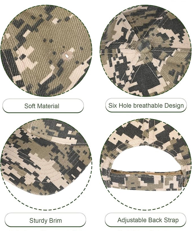 Handepo 24 Pcs Blank Baseball Cap Adjustable Back Strap Plain Blank Camouflage Hat Unisex Baseball Cap for Trucker Men Women