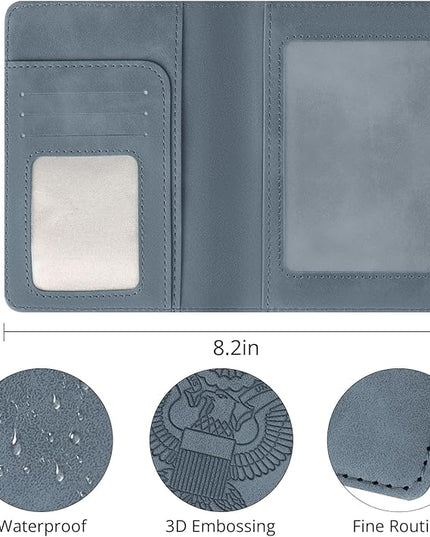 Passport Holder for Travel Essentials,RFID Blocking Passport Cover Wallet Card Case for Women and Men (Navy Gray)