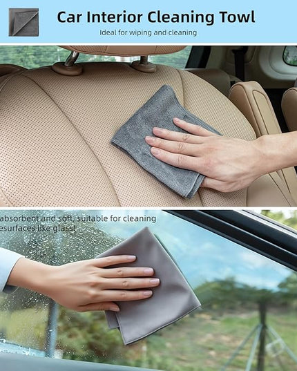 TICARVE 9Pcs Car Interior Detailing Kit - Car Cleaning Brushes, Universal Gel, Microfiber Towel and Storage Bag for Dashboard, Air Vents, Keyboard & Electronics