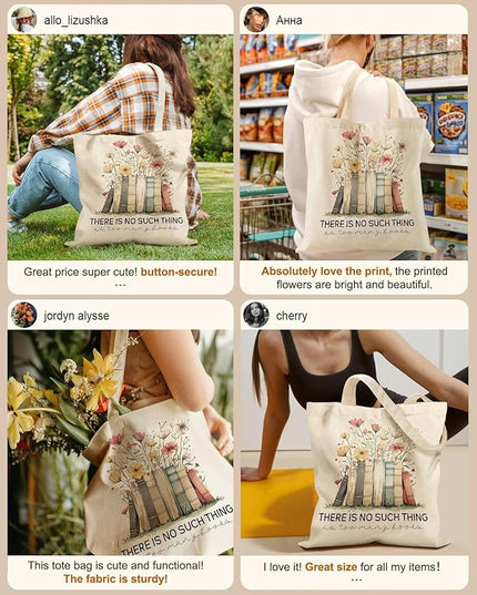 Canvas Tote Bag with Pockets - Aesthetic Reusable Totes for Women Ladies Cute Printed Cloths Canvas Shoulder Bag