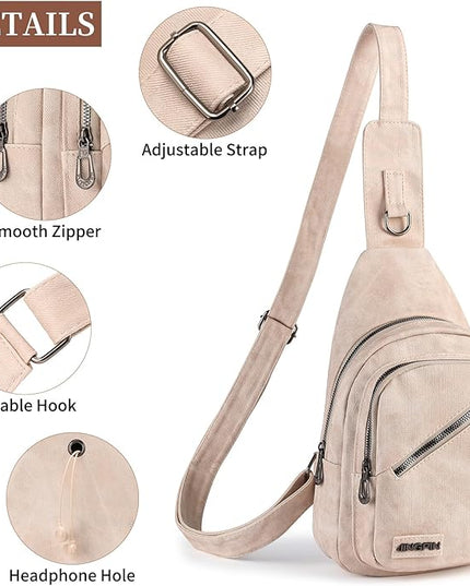 FALAN MULE Crossbody Bags for Women Trendy Leather Sling Chest Bag Fanny Packs for Women