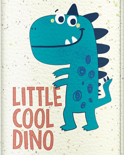 Passport Cover for Kids, Women and Men, Cute Travel Passport Holder (Little Cool Dino)