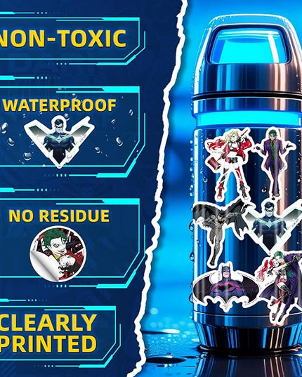 50PCS Cool Comic Style Superhero Stickers Pack – Waterproof Vinyl Decals for Laptop, Water Bottle, Phone, Skateboard, Car, Scrapbook, Aesthetic Anime-Inspired Art Stickers for Kids & Adults