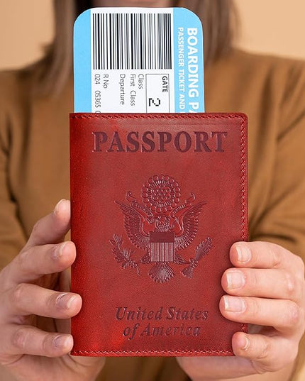 HIFA Leather Passport Holder, Handmade Passport Cover with Card and Ticket Slot - Genuine Leather, Elegant Design, Easy Access - Passport Case, Passport Wallet, Passport Holder