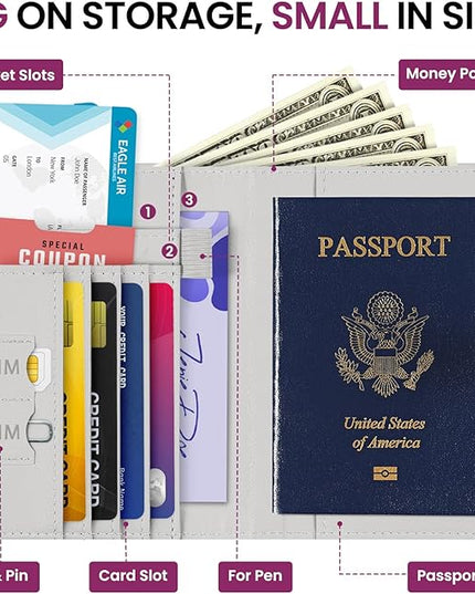 Passport Holder for Travel Essentials, RFID Blocking Leather Cover Wallet with Magnetic Closure, Aesthetic & Cute Passport Book Case for Women and Men - Floral
