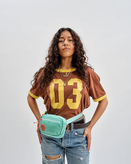 Baboon to the Moon Fanny Pack Mini 1.5L Compact Waist Bag Water Repellent Crossbody Belt Bag Lightweight Travel Everyday Bag for Men Women, Aqua Drift