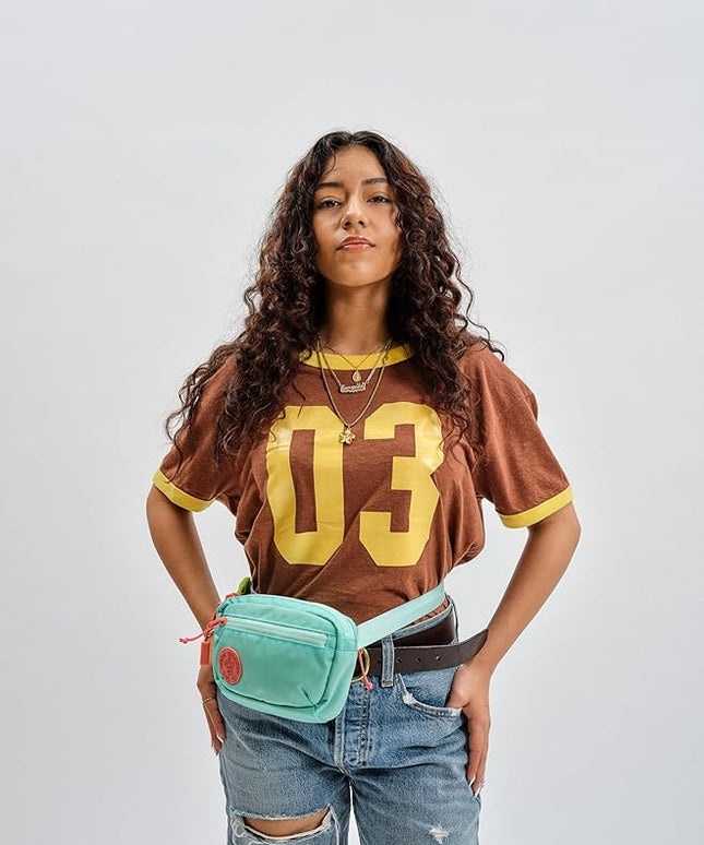 Baboon to the Moon Fanny Pack Mini 1.5L Compact Waist Bag Water Repellent Crossbody Belt Bag Lightweight Travel Everyday Bag for Men Women, Aqua Drift