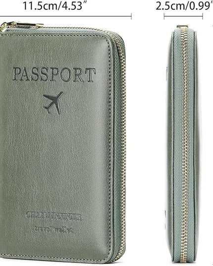 Leather RFID Blocking Passport Holder Travel Wallet, Passport Cover/Travel Wallet for Women/Men with