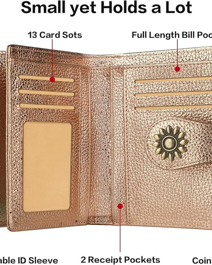 Lavemi Womens Leather Wallet Small Compact RFID Blocking Credit Card Case Purse with Zipper Pocket | Small, Compact, RFID Blocking, Zipper Pocket, Small, Compact