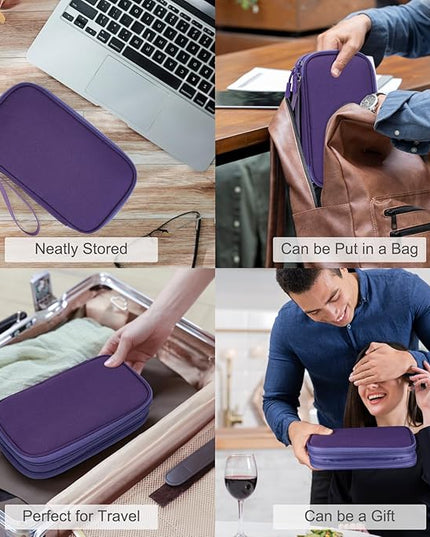 FYY Electronic Organizer, Travel Cable Organizer Bag Pouch Electronic Accessories Carry Case Portable Waterproof Double Layers Storage Bag for Cable, Charger, Phone, Earphone, Medium Size, Purple