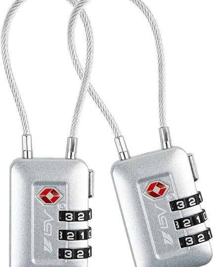 TSA Accepted Luggage Travel Lock, Set-Your-Own Combination Lock for School Gym Locker, Luggage Suitcase Baggage Locks, Filing Cabinets, Toolbox, Case (Silver, 2 Pack)
