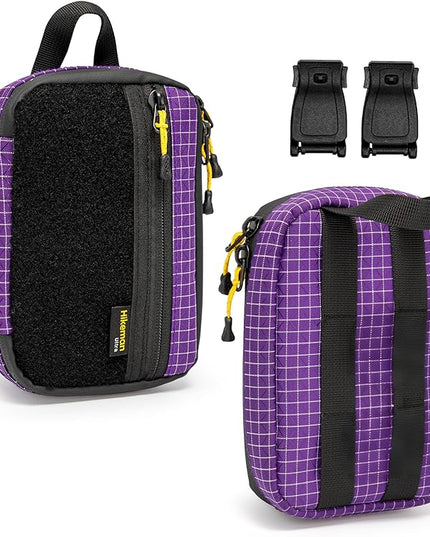 HIKEMAN EDC Pocket Organizer Pouch, Tactical Mini Small Multiple Compartments Tool Storage Bag for Men, Portable Nylon Molle Compatible Military Utility Pouch for Everyday Carry, Outdoor