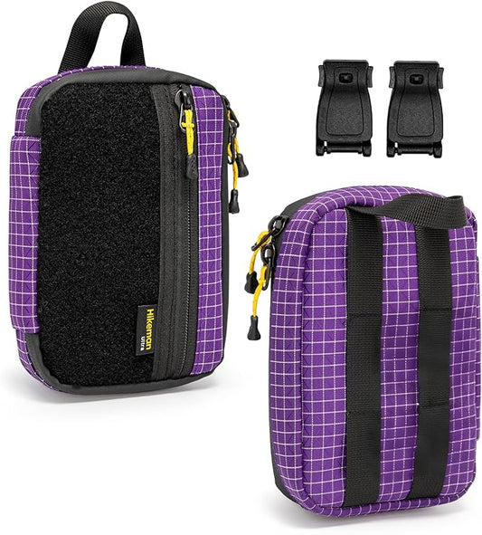 HIKEMAN EDC Pocket Organizer Pouch, Tactical Mini Small Multiple Compartments Tool Storage Bag for Men, Portable Nylon Molle Compatible Military Utility Pouch for Everyday Carry, Outdoor