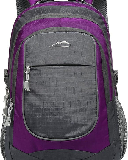 ProEtrade Backpack Bookbag for College Sturdy Travel Business Hiking Fit Laptop Up to 15.6 Inch Multi Compartment Gifts for Men Women Night Light Reflective (Purple A)