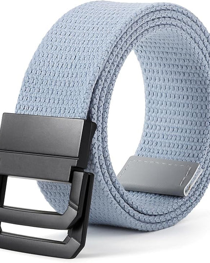 SANSTHS Canvas Belt with Double Ring Buckle, Fabric Web Belt for Women Men Double Ring for Outdoor & Casual Wear