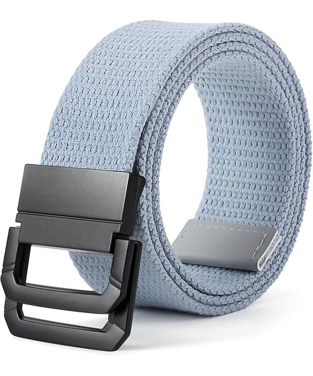 SANSTHS Canvas Belt with Double Ring Buckle, Fabric Web Belt for Women Men Double Ring for Outdoor & Casual Wear