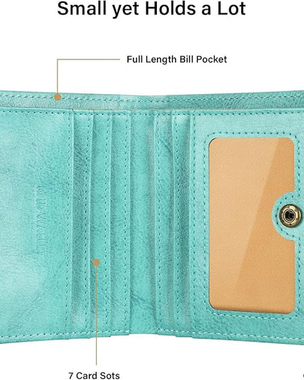 Lavemi Ultra Thin Small Compact Leather Womens Girls Wallets RFID Blocking Credit Card Holder for Women