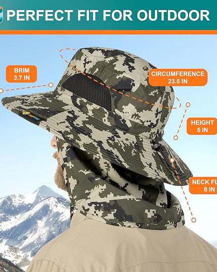SUN CUBE Wide Brim Sun Hat Men Women, Fishing Hats Sun UV Protection, Mens Hiking Bucket Hat Safari Beach Boonie, UPF 50+