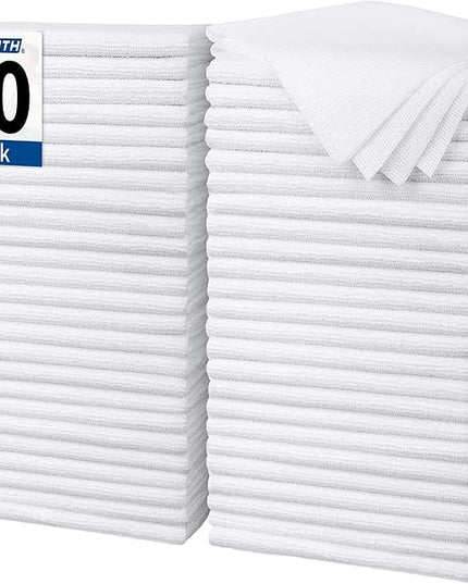 FIXSMITH White Microfiber Cleaning Cloth, Pack of 50, 16"X12" Cleaning Rags for Housekeeping and Kitchen, Reusable Shop Towels, Microfiber Towels for Cars, Lint Free, Scratch-Free, Highly Absorbent
