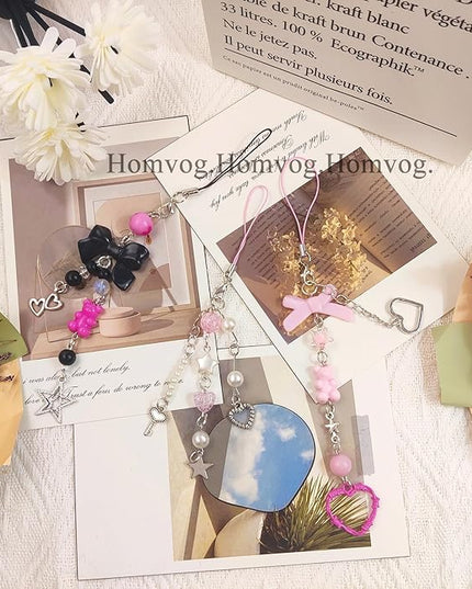 1-4PCS Cute Phone Charms Aesthetic Y2K Cell Phone Charms Strap Pink Strawberry Butterfly Star PhoneCharm Y2K Accessories for Bag Keychain Airpods Camera Pendants Decor