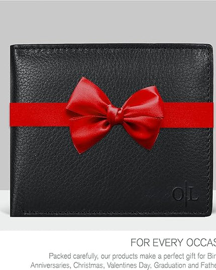 Oak Leathers Slim Leather Wallet for Men - RFID Wallets Credit Card Holder Ultra Thin Gift for Mens, Front Pocket Minimalist Design