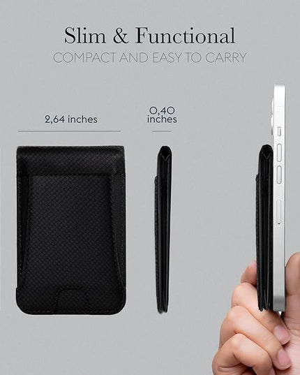 Genuine Leather Magsafe Wallet,10 Card Holder With Stand, Slim Magnetic Wallet Mag Safe for iPhone,Compatible With iPhone 17/16/15/14/13/12 Series and Selected Samsung Devices Apple Accessories, Black