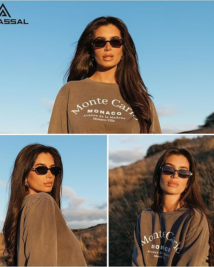Retro Rectangular Sunglasses for Women Vintage Fashion Trendy Funny Small 90s Square Sunnies 2025 AP3698