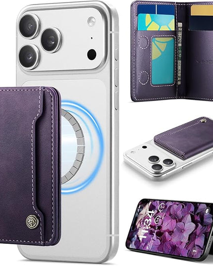 Vinich for MagSafe Wallet Magnetic RFID Blocking Card Holder Compatible with MagSafe Phones and Cases, Strong Magnet Minimalist Phone Wallet for iPhone 17/16/15/14/13/12/ Pro/Max/Plus, Vintage Purple