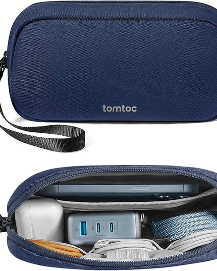 tomtoc Electronics Organizer Travel Case, Water Resistant Travel Bag Cable Organizer for Essentials, Tech Pouch Accessories Carry Storage for Cord, Phone, Cables, Airpods, USB Flash Drive, Daily Items