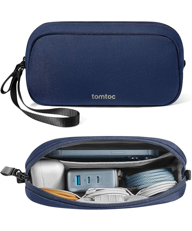 tomtoc Electronics Organizer Travel Case, Water Resistant Travel Bag Cable Organizer for Essentials, Tech Pouch Accessories Carry Storage for Cord, Phone, Cables, Airpods, USB Flash Drive, Daily Items