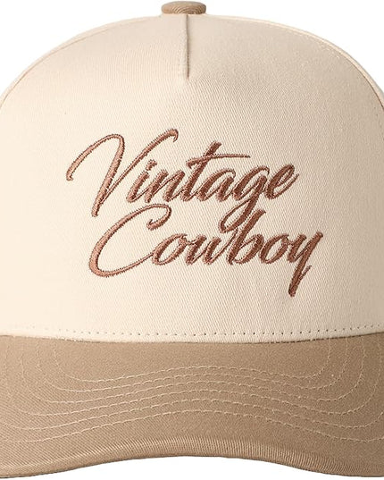 MIRMARU Two-Tone Vintage Canvas Trucker Hats for Men & Women, Adjustable Size Baseball Caps with Trendy Embroidered Design